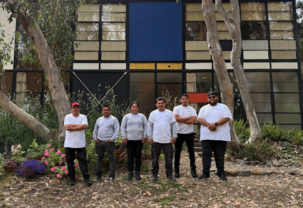 NTOE team in front of Charles and Ray Eames Case Study House #8