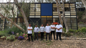 NTOE crew in front of the Eames house after restoration project.